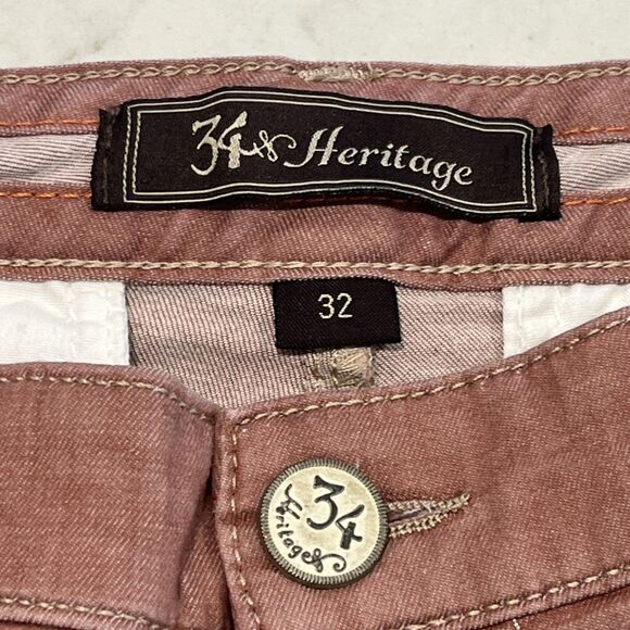 34 Heritage Sunwashed Red Mens 32 x 7 Stretch Chino Shorts Flat Front Classic - Picture 3 of 9